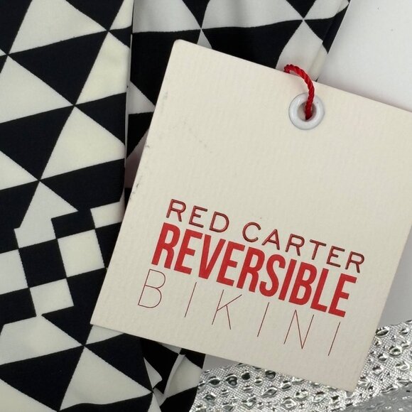 Red Carter Reversible Bikini Set With Geometric & Checkered Print NWT Small - Picture 2 of 3